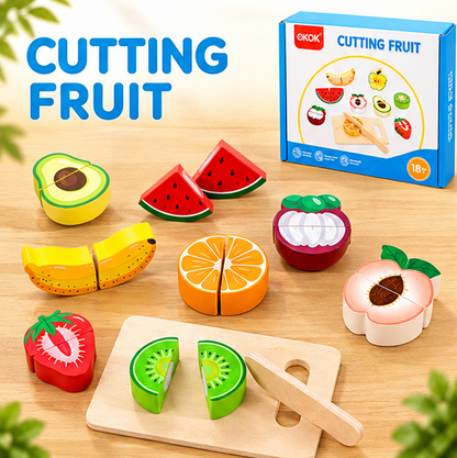 Interactive Wooden Food Cutting Play Set
