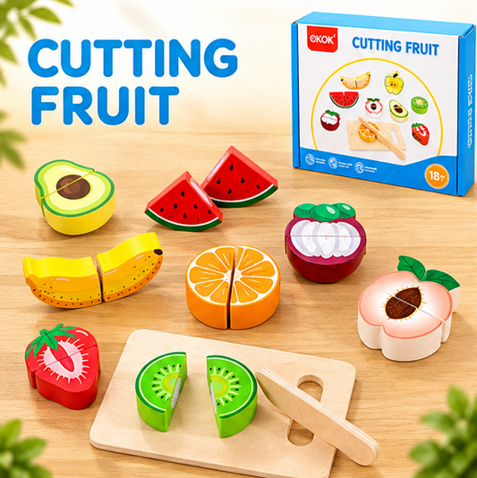 Interactive Wooden Food Cutting Play Set