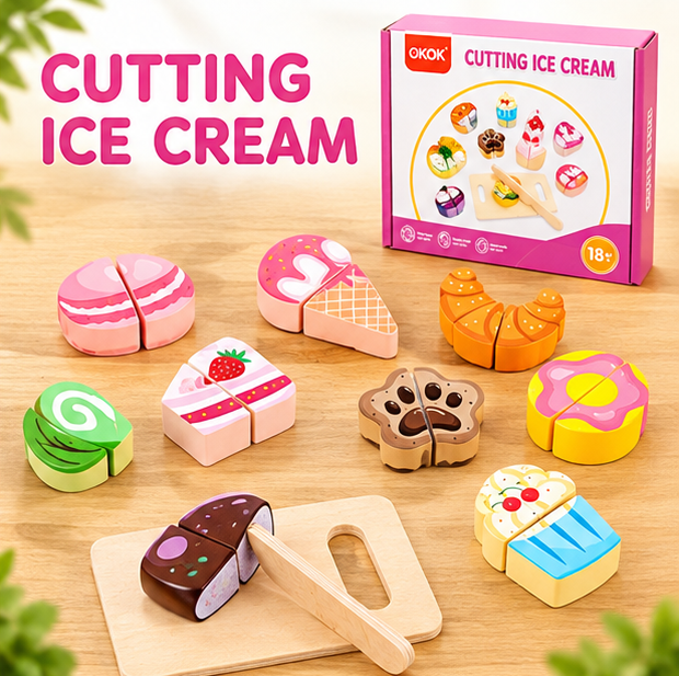 Interactive Wooden Food Cutting Play Set