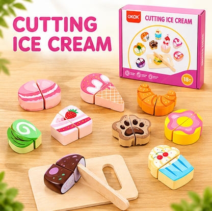 Interactive Wooden Food Cutting Play Set