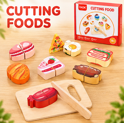 Interactive Wooden Food Cutting Play Set
