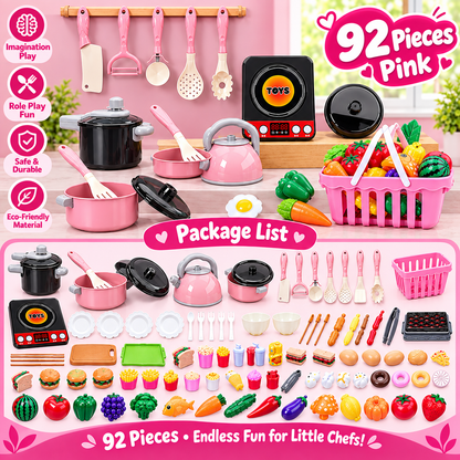 Pretend Play Kids Kitchen Set - 69 & 92 Piece Sets