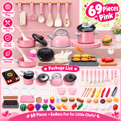 Pretend Play Kids Kitchen Set - 69 & 92 Piece Sets